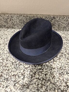 Vintage 90s Park Royal Godfather Homburg Hat 100% Wool Made in USA Black Medium